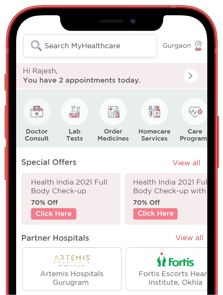 Book Appointments Order Medicines Order Lab Tests MyHealthcare